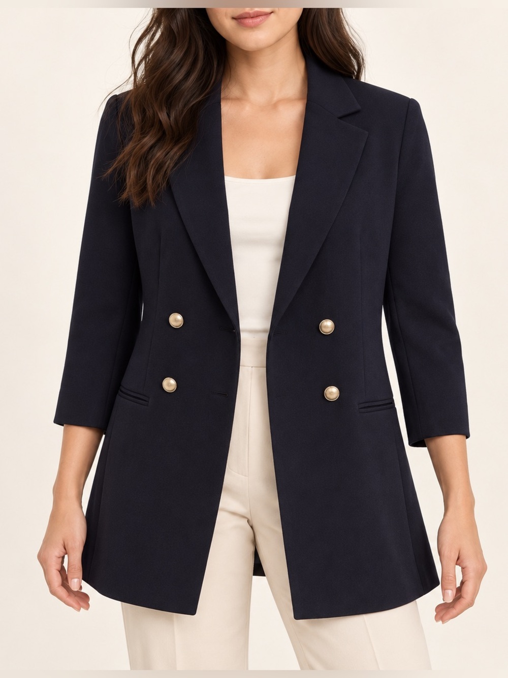 Mural Nordstrom Navy Double Breasted Longline Blazer NWT Size S